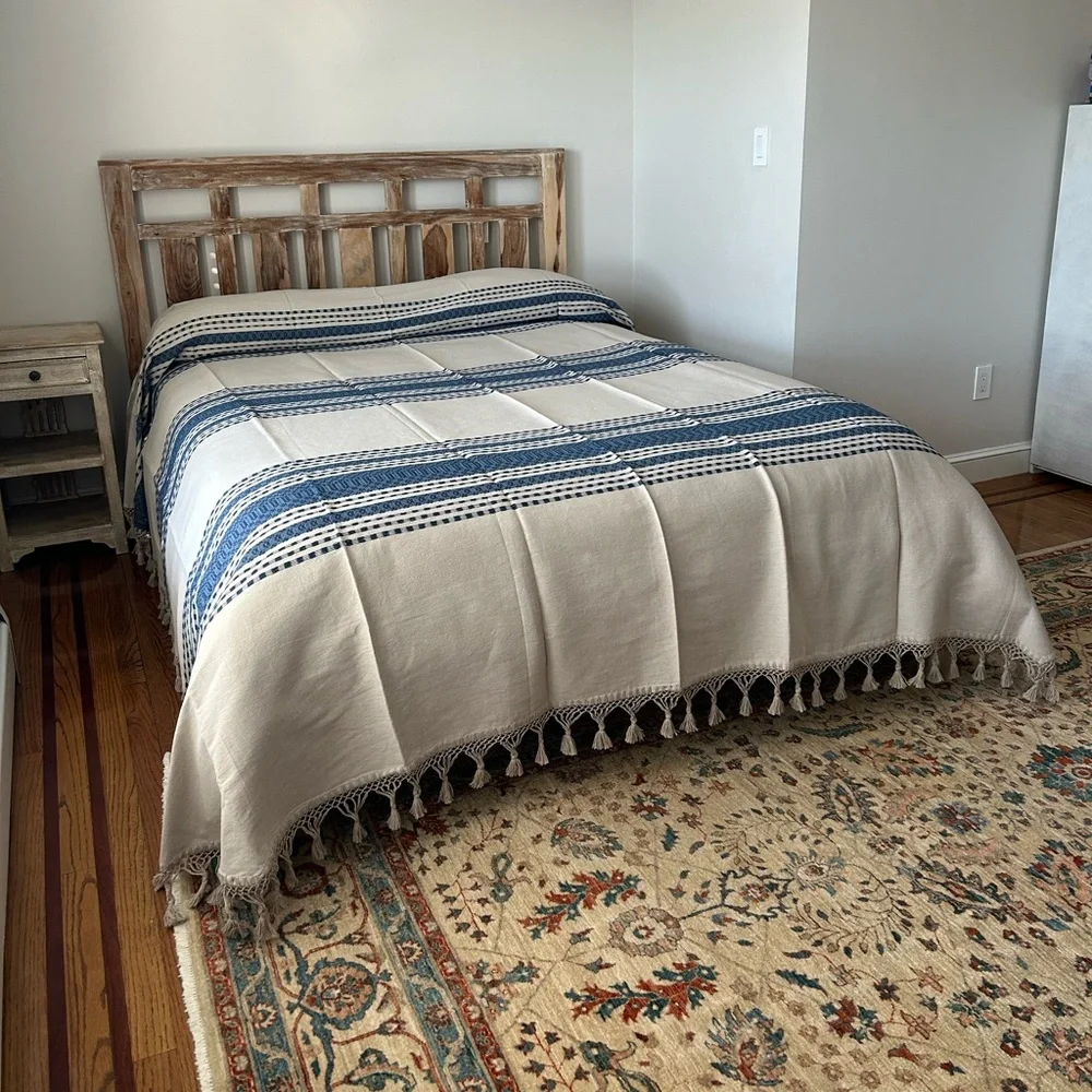 Hand Loom  Queen Size Cotton Bedspread.